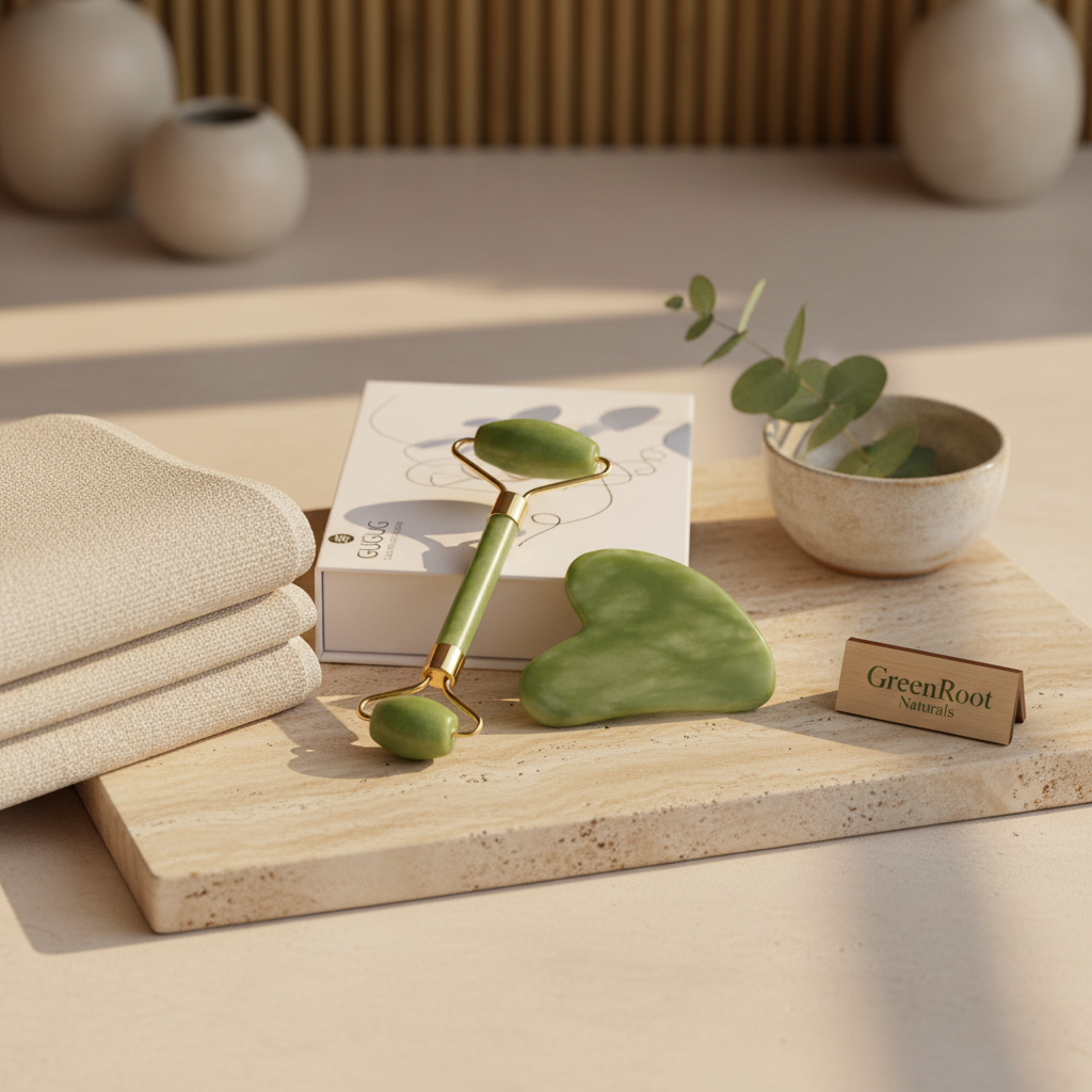 Branded jade roller spa scene